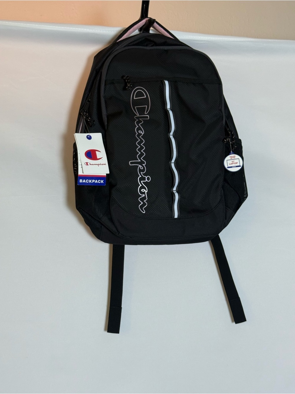 Champion Black Backpack with White Accents for Men